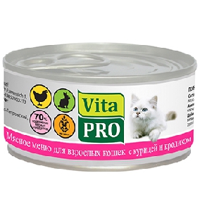 VITA PRO консервы для кошек Курица и кролик 100 г