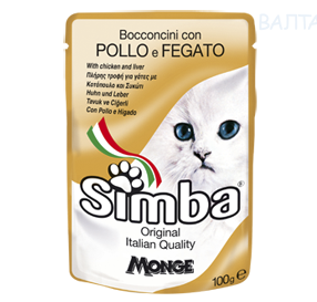 Simba Cat Pouch паучи для кошек курица с печенью 100 г