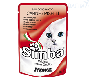 Simba Cat Pouch паучи для кошек мясо с горохом 100 г