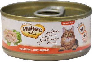 Мнямс консервы для кошек Курица с ветчиной в нежном желе 70 г
