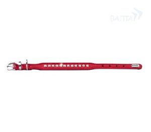Hunter ошейник Cristal Line Petit 27 кожа крупные стразы красный/черный