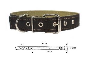Ошейник брезентовый на коже, 53-65 х 3см