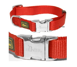 Hunter ошейник ALU-Strong нейлон с металлической застежкой красный