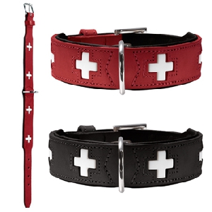 Hunter ошейник для собак Swiss кожа красный/черный