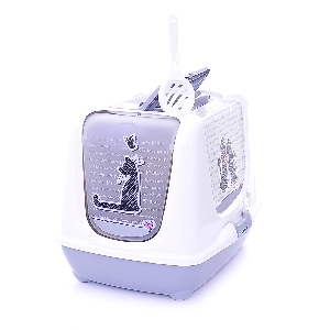 Туалет-домик Trendy cat с угольным фильтром и совком, 57х45х43 "Влюбленные коты"