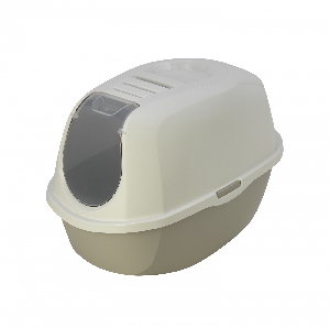 Туалет-домик SmartCat с угольным фильтром, 54х40х41см,  теплый серый