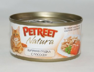 Petreet консервы для кошек куриная грудка с лососем 70 г