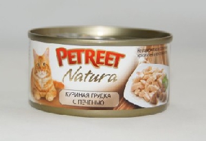 Petreet консервы для кошек куриная грудка с печенью 70 г