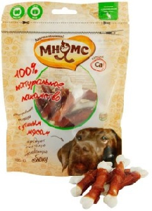 Мнямс лакомство для собак кальцинированные косточки с утиным мясом 100 г