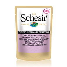 Schesir паучи для кошек с тунцом, курицей и ветчиной