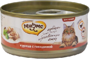 Мнямс консервы для кошек Курица с говядиной  в нежном желе  70 г