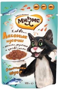 Мнямс паучи для взрослых кошек Рыбный фестиваль (лосось, креветки, форель) 100 г