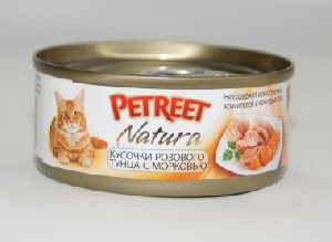 Petreet консервы для кошек кусочки розового тунца с морковью 70 г