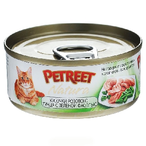 PETREET NATURA кусочки розового тунца с зеленой фасолью 70гр