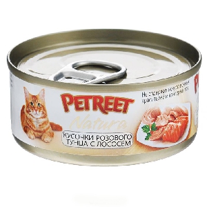 PETREET NATURA кусочки розового тунца с лососем 70гр