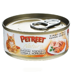 PETREET NATURA кусочки розового тунца с морковью 70гр
