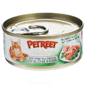 PETREET NATURA кусочки розового тунца со шпинатом 70гр