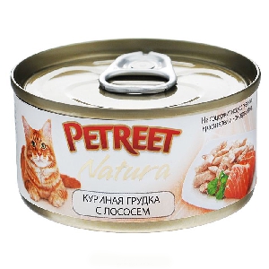 PETREET NATURA куриные грудки с лососем 70гр