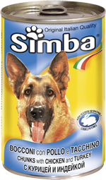 Simba Dog консервы для собак кусочки курицы с индейкой 1230г