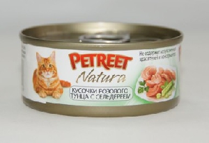 Petreet консервы для кошек кусочки розового тунца с сельдереем 70 г