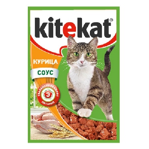 Kitekat паучи для кошек в соусе с курицей