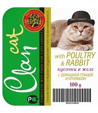 Clan Кусочки в желе для кошек с домашней птицей и кроликом