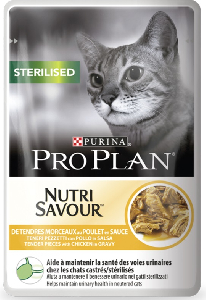 Purina Pro Plan кусочки в соусе для кастрированных кошек с курицей, Sterilised