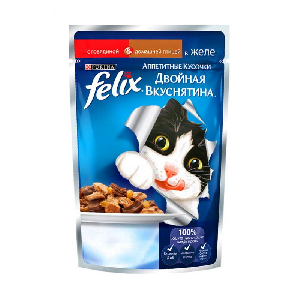 Кусочки в желе для кошек с говядиной и птицей