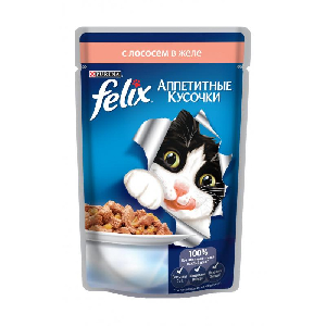 Felix кусочки в желе для кошек с лососем