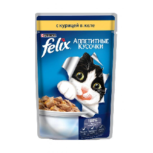 Felix кусочки в желе для кошек с курицей