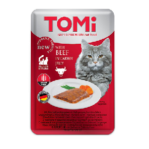 ToMi GF консервы для кошек-пауч c говядиной в морковном желе