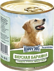 Консервы для собак с бараниной, сердцем, печенью, рубцом и рисом