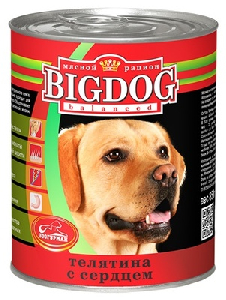 Консервы для собак BIG DOG телятина с сердцем