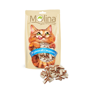 Лакомство для кошек Molina Куриный сэндвич 80г