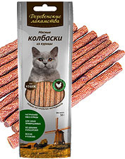 Деревенские Лакомства «Традиционные» мясные колбаски из курицы для кошек