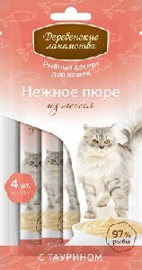 Деревенские Лакомства Нежное пюре из лосося для кошек
