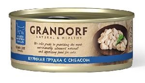 Влажный корм для кошек Grandorf Куриная грудка с сибасом