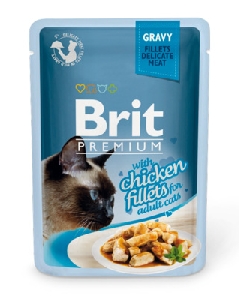 Brit паучи Premium для кошек: кусочки из куриного филе в соусе