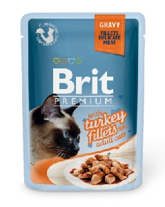 Brit паучи Premium для кошек: кусочки из филе индейки в соусе